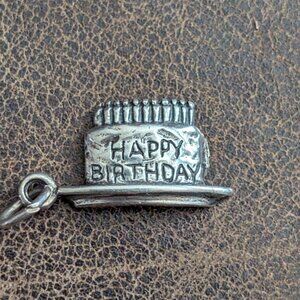 Vintage Sterling Silver “Happy Birthday” Cake Charm – 1.28g